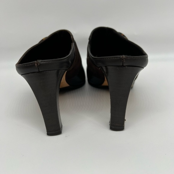 Brighton Rococo Made in Italy Dark Brown Leather Belted‎ Mules Slip On Heels 8.5 - Picture 4 of 10